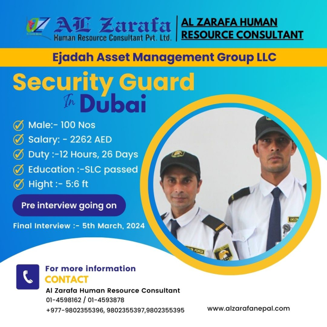 Security Guard in Dubai - Male 100 Nos